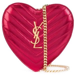 YSL Metallic Heart Gold Chain Bag